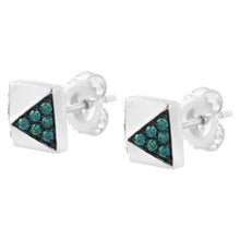 Load image into Gallery viewer, 14K White Gold 1/4 Cttw Treated Blue Diamond Pyramid Stud Earring (Blue Color, SI1-SI2 Clarity)
