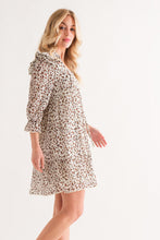 Load image into Gallery viewer, Leopard Ruffle Hem Woven Mini Dress For Women – Leopard Print Dress, Flattering Ruffle Hem Dress, Playful Mini Dress, Animal Print Dress, Chic Leopard Dress
