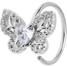 将图片加载到图库查看器，20G 5/16 Clear CZ Gem Butterfly Delight Nose Hoop
