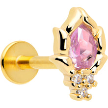 Load image into Gallery viewer, 16G 5/16 Pink CZ Gem Gold Tone Style Fire Labret Monroe Tragus
