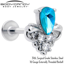 Load image into Gallery viewer, 16G 5/16 Blue Gem Style Simplicity Labret Monroe Tragus
