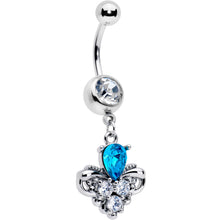 Load image into Gallery viewer, Blue Clear Gem Style Simplicity Dangle Belly Ring
