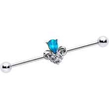 将图片加载到图库查看器，14G Blue Gem Style Simplicity Industrial Barbell 38mm
