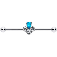 将图片加载到图库查看器，14G Blue Gem Style Simplicity Industrial Barbell 38mm
