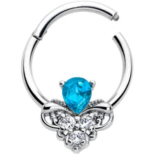 将图片加载到图库查看器，16G 3/8 Blue Gem Style Simplicity Hinged Segment Ring
