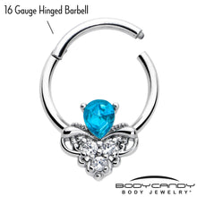 将图片加载到图库查看器，16G 3/8 Blue Gem Style Simplicity Hinged Segment Ring

