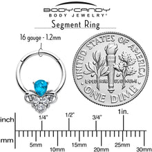将图片加载到图库查看器，16G 3/8 Blue Gem Style Simplicity Hinged Segment Ring
