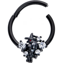将图片加载到图库查看器，16G 3/8 Clear CZ Gem Black Raven Witch Hinged Segment Ring
