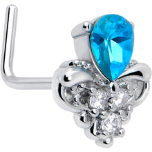 将图片加载到图库查看器，20G 7mm Blue Gem Style Simplicity L Shape Nose Ring
