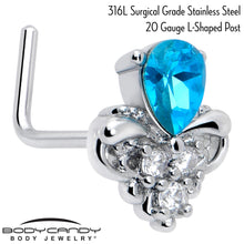 将图片加载到图库查看器，20G 7mm Blue Gem Style Simplicity L Shape Nose Ring
