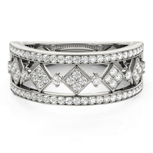将图片加载到图库查看器，Diamond Studded Square Motif Ring in 14k White Gold (1/2 cttw)
