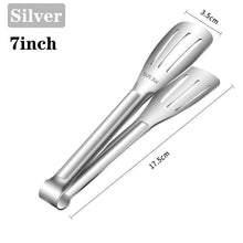 将图片加载到图库查看器，7/9/12inch 304 Stainless Steel Kitchen Tongs BBQ Clamp Grill Cooking Clamp Silicone Food Tong Kitchen Accessories Food Tong BBQ Grill Steak BBQ Clip Cooking Tools Stainless Steel Convenient Non-Stick Barbecue Tong
