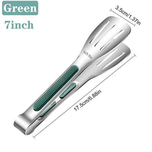 将图片加载到图库查看器，7/9/12inch 304 Stainless Steel Kitchen Tongs BBQ Clamp Grill Cooking Clamp Silicone Food Tong Kitchen Accessories Food Tong BBQ Grill Steak BBQ Clip Cooking Tools Stainless Steel Convenient Non-Stick Barbecue Tong
