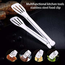 将图片加载到图库查看器，7/9/12inch 304 Stainless Steel Kitchen Tongs BBQ Clamp Grill Cooking Clamp Silicone Food Tong Kitchen Accessories Food Tong BBQ Grill Steak BBQ Clip Cooking Tools Stainless Steel Convenient Non-Stick Barbecue Tong
