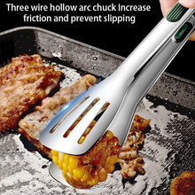 将图片加载到图库查看器，7/9/12inch 304 Stainless Steel Kitchen Tongs BBQ Clamp Grill Cooking Clamp Silicone Food Tong Kitchen Accessories Food Tong BBQ Grill Steak BBQ Clip Cooking Tools Stainless Steel Convenient Non-Stick Barbecue Tong
