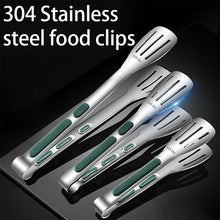 将图片加载到图库查看器，7/9/12inch 304 Stainless Steel Kitchen Tongs BBQ Clamp Grill Cooking Clamp Silicone Food Tong Kitchen Accessories Food Tong BBQ Grill Steak BBQ Clip Cooking Tools Stainless Steel Convenient Non-Stick Barbecue Tong
