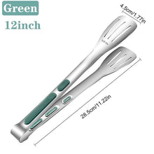 将图片加载到图库查看器，7/9/12inch 304 Stainless Steel Kitchen Tongs BBQ Clamp Grill Cooking Clamp Silicone Food Tong Kitchen Accessories Food Tong BBQ Grill Steak BBQ Clip Cooking Tools Stainless Steel Convenient Non-Stick Barbecue Tong
