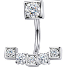 将图片加载到图库查看器，Clear CZ Gem Blocky Arch Double Mount Belly Ring
