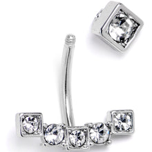 将图片加载到图库查看器，Clear CZ Gem Blocky Arch Double Mount Belly Ring
