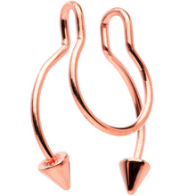 Load image into Gallery viewer, Rose Gold Tone Horseshoe Cone Barbell Fake Nose Ring Nipple and Clip on Earring
