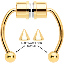 Load image into Gallery viewer, Gold Tone PVD Magnetic Septum Ring Horseshoe Non-Pierced Fake Nose Ring Set
