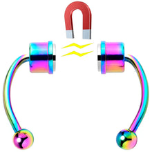 Load image into Gallery viewer, Rainbow PVD Magnetic Septum Ring Horseshoe Non-Pierced Fake Nose Ring Set
