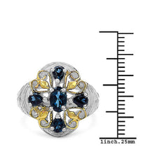 Load image into Gallery viewer, Two Tone Plated 1.45 Carat Genuine London Blue Topaz .925 Sterling Silver Ring
