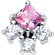 Load image into Gallery viewer, Pink Clear CZ Gem Rhombus Riot Barbell Tongue Ring
