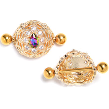 Load image into Gallery viewer, 14G 9/16 Vitrail Gem Gold Tone Blossom Bloom Nipple Shield Set

