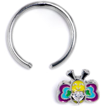 Load image into Gallery viewer, 16G 3/8 Clear CZ Gem Butterfly Love Bug Heart BCR Captive Ring
