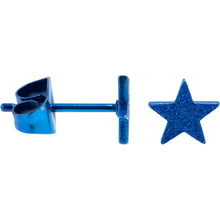 Load image into Gallery viewer, 4mm-8mm Stars Stud Blue 316L Stainless Steel Earrings 6 Pack
