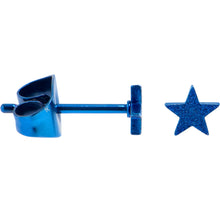 Load image into Gallery viewer, 4mm-8mm Stars Stud Blue 316L Stainless Steel Earrings 6 Pack
