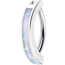 Load image into Gallery viewer, 14G 3/8 White Synthetic Opal ASTM F-136 Implant Grade Titanium Hinged Hoop Belly Ring
