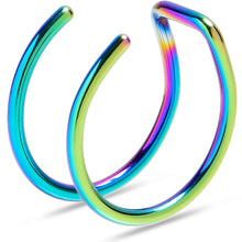 Load image into Gallery viewer, Rainbow Stainless Steel Clip on Double Hoop Fake Cartilage Earring Ear Cuff
