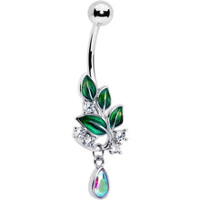 将图片加载到图库查看器，Aurora CZ Gem Morning Leaves Dangle Belly Ring
