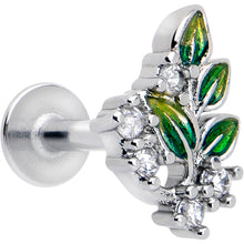 Load image into Gallery viewer, 16G 1/4 Clear CZ Gem Morning Leaves Cartilage Labret
