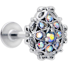 Load image into Gallery viewer, 16G 1/4 Aurora Gem Retro Sunburst Cartilage Labret
