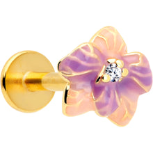 Load image into Gallery viewer, 16G 1/4 Clear Gem Gold Tone Pastel Flower Cartilage Labret
