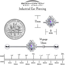 Load image into Gallery viewer, 14G Aurora Gem Retro Sunburst Industrial Barbell 38mm
