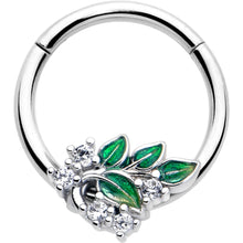 将图片加载到图库查看器，16G 3/8 Clear CZ Gem Morning Leaves Hinged Segment Ring
