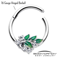 将图片加载到图库查看器，16G 3/8 Clear CZ Gem Morning Leaves Hinged Segment Ring
