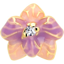 Load image into Gallery viewer, 16G 5/16 Clear Gem Gold Tone Pastel Flower Labret Monroe Tragus
