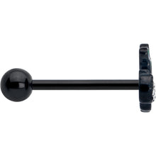 Load image into Gallery viewer, Clear Gem Black Peacock Green Barbell Tongue Ring
