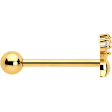 Load image into Gallery viewer, Clear CZ Gem Gold Tone Lush Lotus Flower Barbell Tongue Ring
