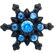 Load image into Gallery viewer, Blue CZ Gem Black Gothic Winter Holiday Snowflake Barbell Tongue Ring
