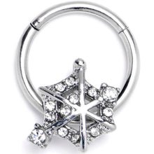 Load image into Gallery viewer, 16G 3/8 Clear Gem Spiderweb Goth Hinged Segment Ring
