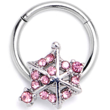 将图片加载到图库查看器，16G 3/8 Pink Gem Spiderweb Goth Hinged Segment Ring
