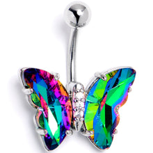 Load image into Gallery viewer, Vitrail Clear CZ Gem Simply Colorful Butterfly Belly Ring
