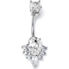 Load image into Gallery viewer, Clear Gem Oh So Ornate Oval Double Mount Belly Ring
