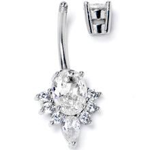 Load image into Gallery viewer, Clear Gem Oh So Ornate Oval Double Mount Belly Ring
